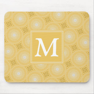 Mousepad Padrão dos círculos amarelos do Monograma