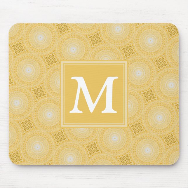 Mousepad Padrão dos círculos amarelos monograma (Frente)