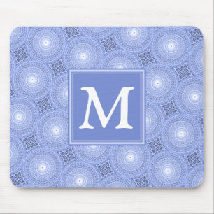 Mousepad Padrão dos círculos azuis do Monograma