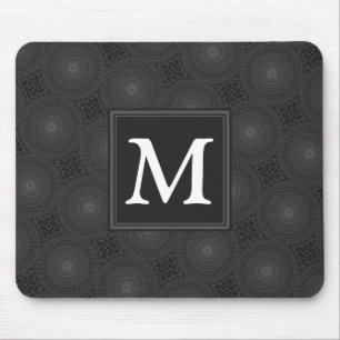Mousepad Padrão dos círculos do carvão monograma