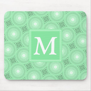 Mousepad Padrão dos círculos verdes primavera do monogram