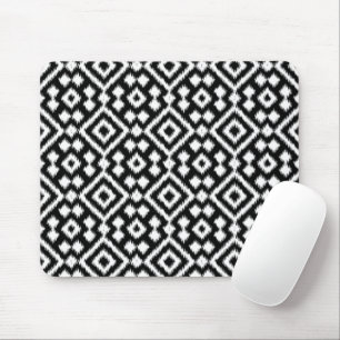 Mousepad Padrão dos quadrados do Diamante Preto de Ikat Br