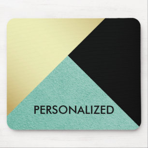 Mousepad Padrão Dourado de Abstrato verde e preto personal