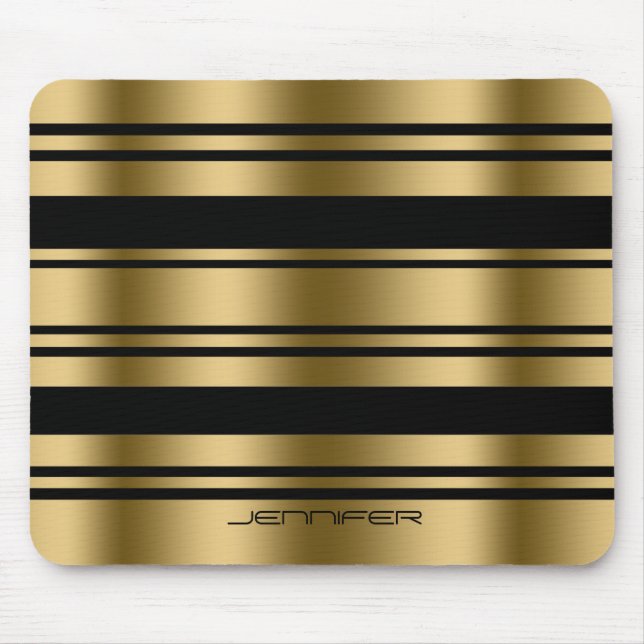 Mousepad Padrão Dourado E Preto De Stripes (Frente)