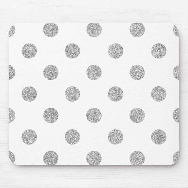 Mousepad Padrão Elegante de Bolinhas de Glitter Silver (Frente)