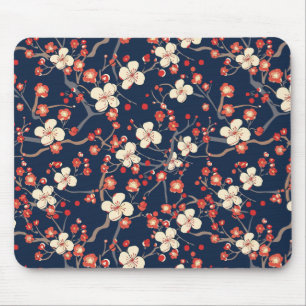 Mousepad Padrão Elegante De Flor De Cereja Sem Costura (10)