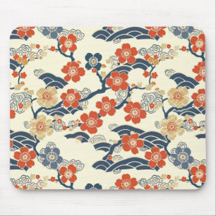 Mousepad Padrão Elegante De Flor De Cereja Sem Costura (14)