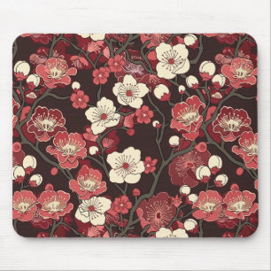 Mousepad Padrão Elegante De Flor De Cereja Sem Costura (16)