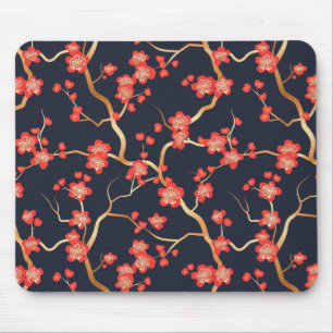 Mousepad Padrão Elegante De Flor De Cereja Sem Costura (3)