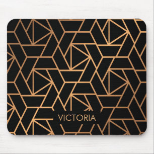 Mousepad Padrão Elegante Preto e Dourado