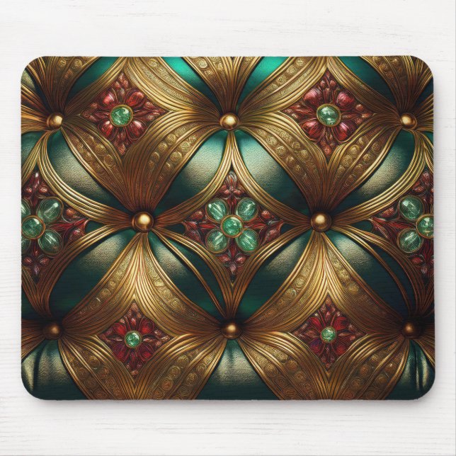 Mousepad Padrão Esmeralda Rubi Ouro Verde (Frente)