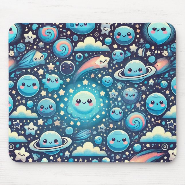 Mousepad Padrão Espacial de Kawaii Cute (Frente)