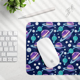 Mousepad Padrão Espacial, Planetas, Estrelas, Galáxias, Cos