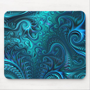 Mousepad Padrão Espiral Azul e Teal Colorida do abstrato