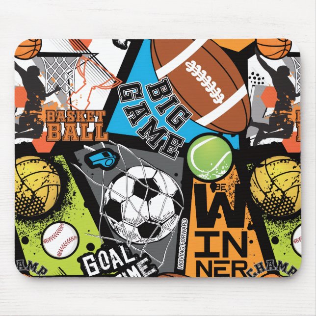 Mousepad Padrão Esportivo Com Bolas (Frente)