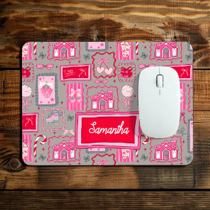 Mousepad Padrão Estético Coquete Cinza Menina Caprichoso