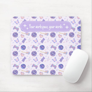 Mousepad Padrão estético personalizado pastel y2k lavanda