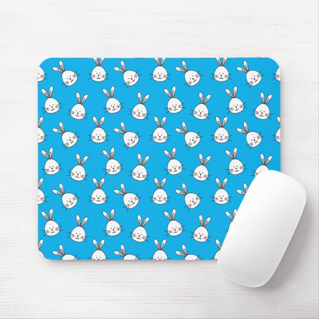 Mousepad Padrão Feliz e Bonito de Páscoa Branca (Com mouse)