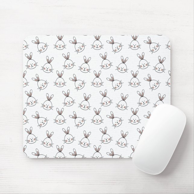 Mousepad Padrão Feliz e Bonito de Páscoa Branca (Com mouse)