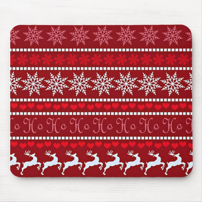 Mousepad Padrão Festivo de Floco de Neve de Natal (Frente)