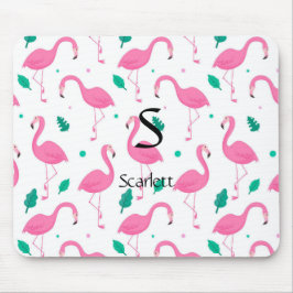 Mousepad Padrão Flamingo Monograma e Nome Personalizado