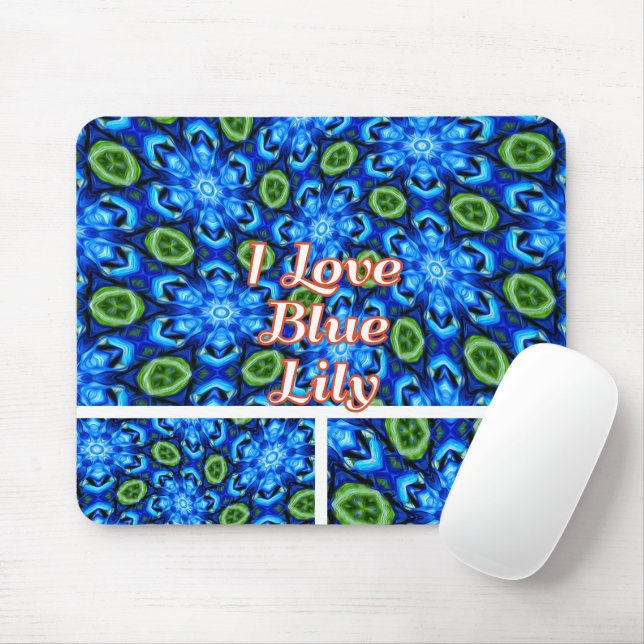 Mousepad Padrão Floral abstrato Azul (Com mouse)