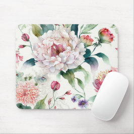 Mousepad Padrão floral asiático delicado e elegante de aqua