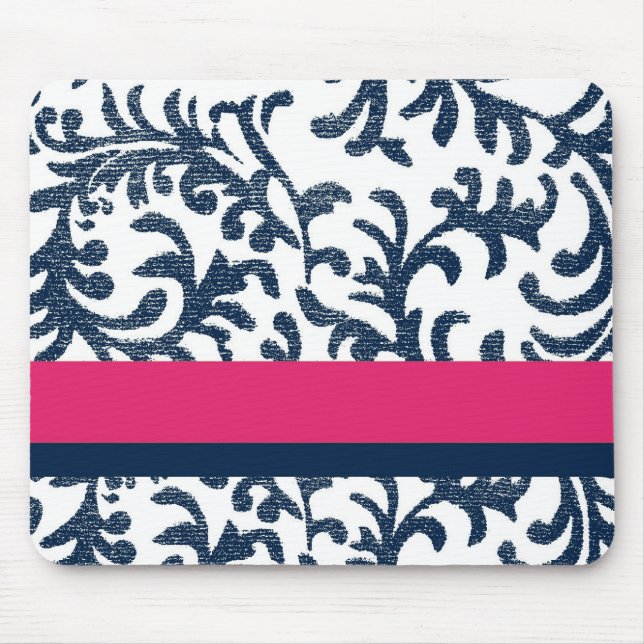 Mousepad Padrão Floral Azul e Rosa (Frente)