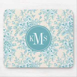 Mousepad Padrão Floral Azul Rose Bouquet Garden