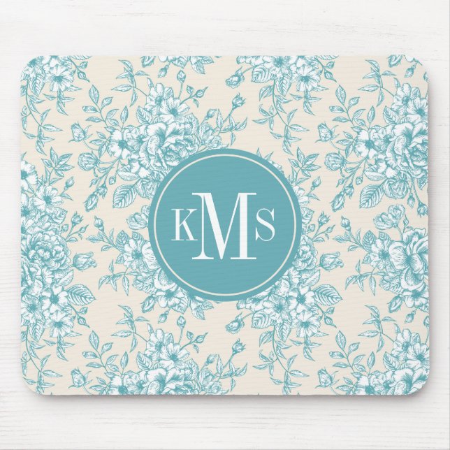 Mousepad Padrão Floral Azul Rose Bouquet Garden (Frente)