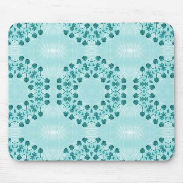 Mousepad Padrão Floral, Azul Teal (Frente)