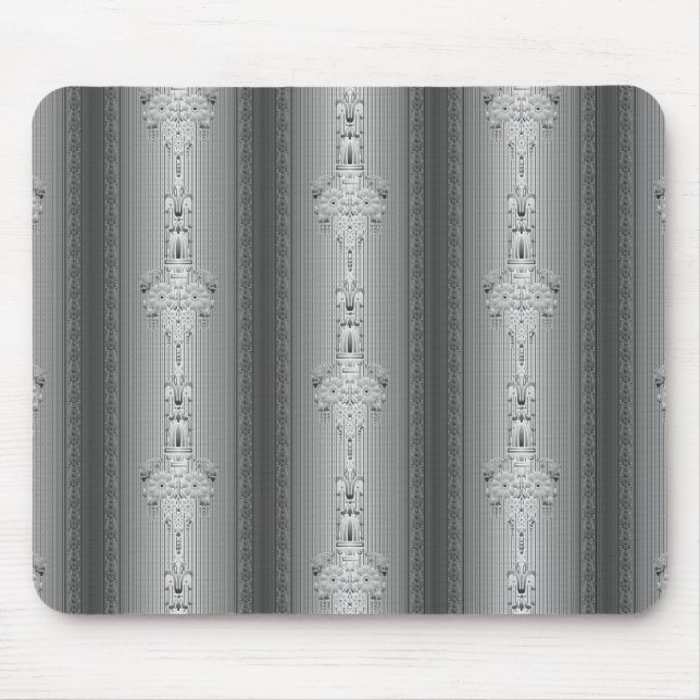 Mousepad padrão floral barroco com borda cinza (Frente)