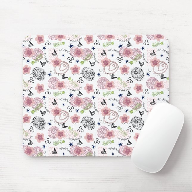 Mousepad Padrão Floral Bonito (Com mouse)