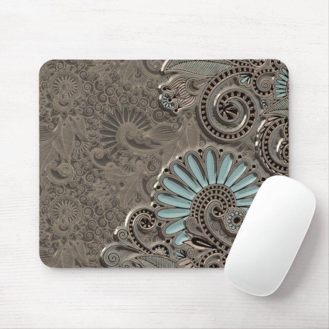 Mousepad Padrão Floral Clássico Bonito Damask Paisley (Com mouse)
