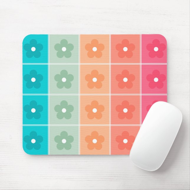 Mousepad Padrão Floral Colorido Bonito (Com mouse)