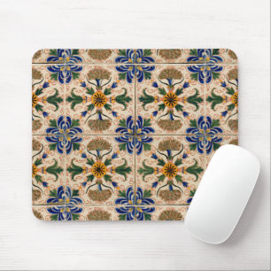 Mousepad Padrão Floral Colorido do Mediterrâneo Vintage