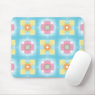 Mousepad Padrão floral cor-de-rosa azul 60s 70s