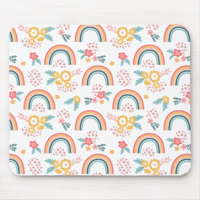 Mousepad Padrão floral cotovelo colorido (Frente)
