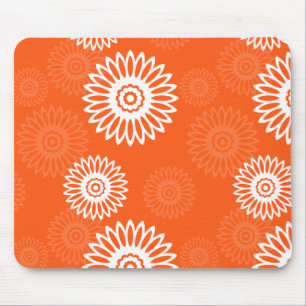 Mousepad Padrão floral da margarina laranja minimalista