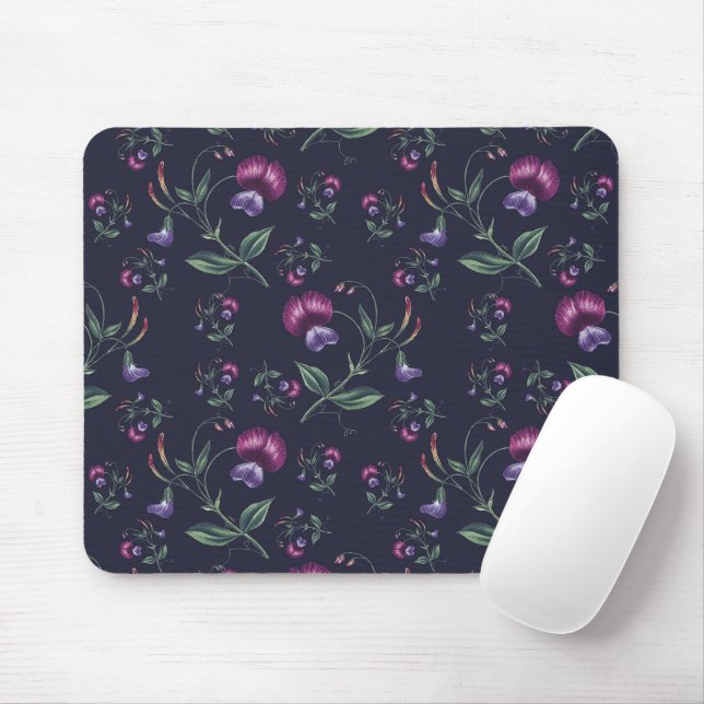 Mousepad Padrão Floral das Orquídeas Roxas Elegantes | (Com mouse)