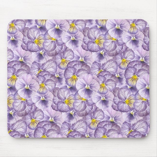 Mousepad Padrão floral de aquarela com pânico violeta (Frente)
