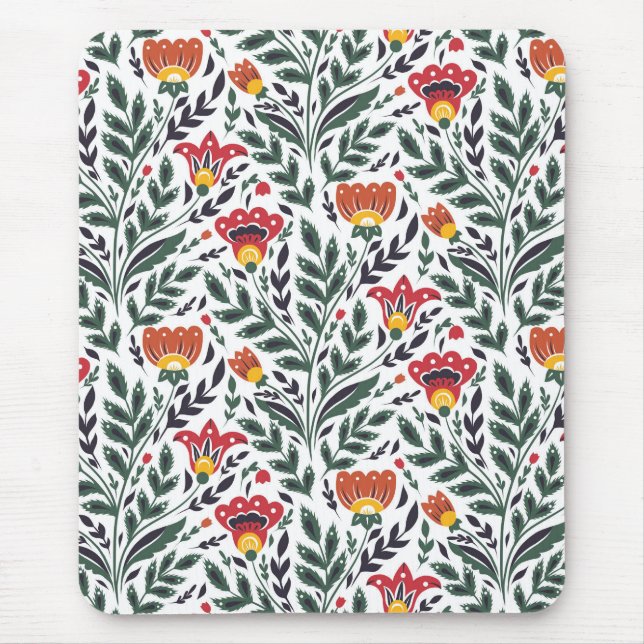 Mousepad Padrão floral de arte popular (Frente)
