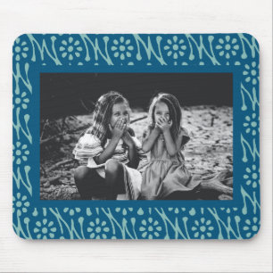 Mousepad Padrão Floral de Batik Azul de Foto na moda Person