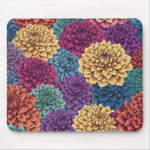 Mousepad Padrão floral de dahlia colorida