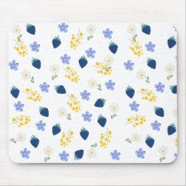 Mousepad Padrão Floral de Flor Silvestre e Amora