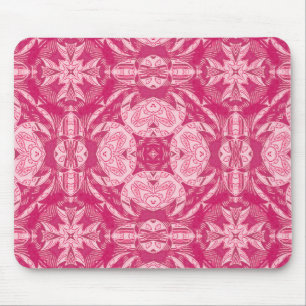 Mousepad Padrão Floral de Mandala de Abstrato cor-de-rosa s