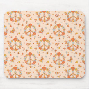 Mousepad Padrão Floral de Paz Laranja