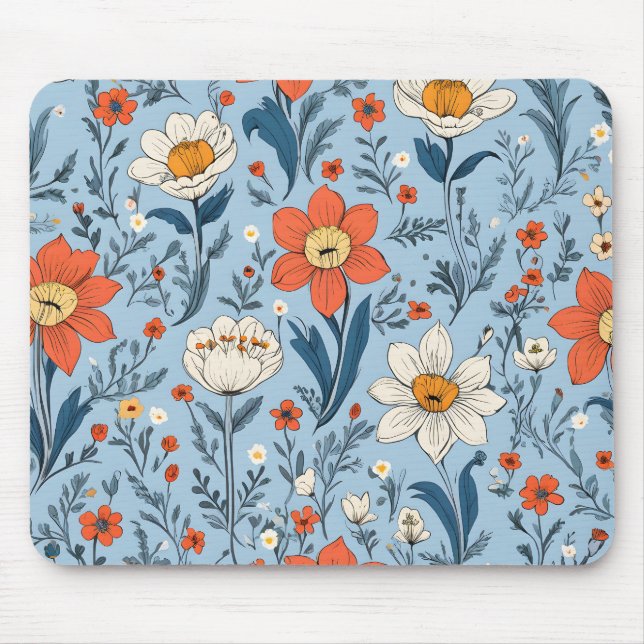 Mousepad Padrão floral de primavera colorida (Frente)