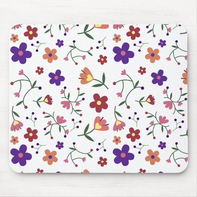 Mousepad Padrão Floral Desenhado À Mão (Frente)