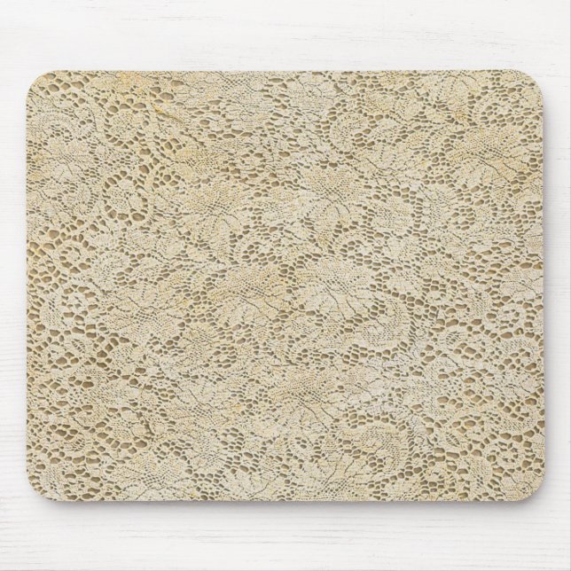 Mousepad Padrão Floral do Crochet Lace antigo + suas ideias (Frente)